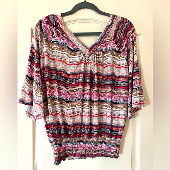 American Rag Rayon Multicolor Striped Women's Blouse Size Medium - Picture 1 of 15